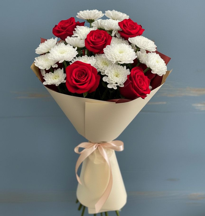 Букет цветов из: Розы и Хризантемы в Казанское Тюменская область