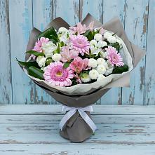 Букет цветов из:  Герберы, Альстромерии и Хризантемы #REPLACE_PRED# Казанское Тюменская область
