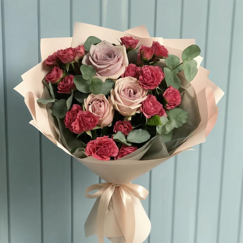 Букет цветов из: Гвоздики и Розы в Казанское Тюменская область