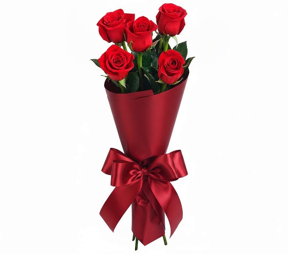 Букет 5 Красных роз Эдлесс Лав в Казанское Тюменская область