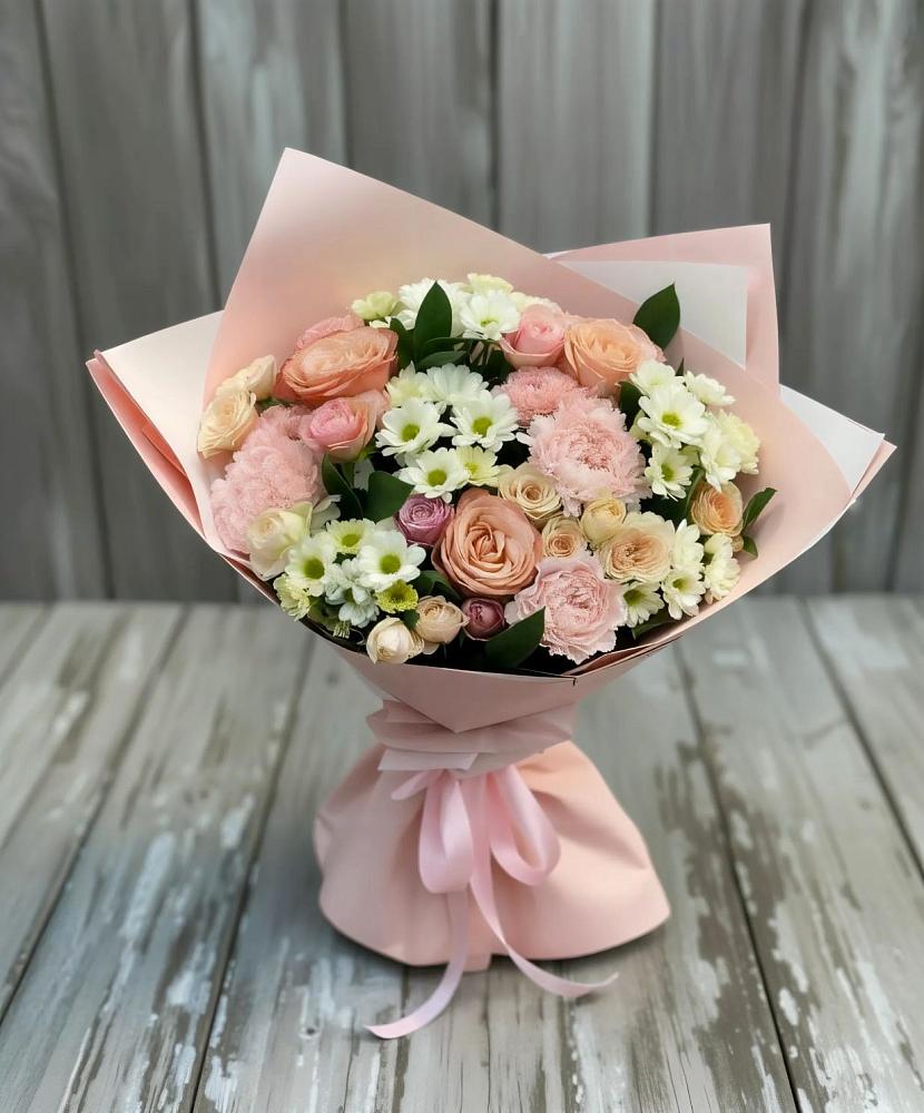 Букет цветов из: Гвоздики, Розы и Хризантемы в Казанское Тюменская область