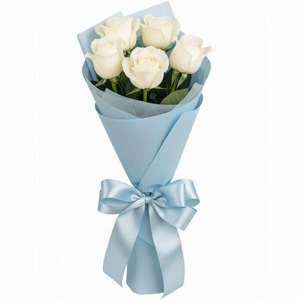 Букет 5 Белых роз Проуд в Казанское Тюменская область
