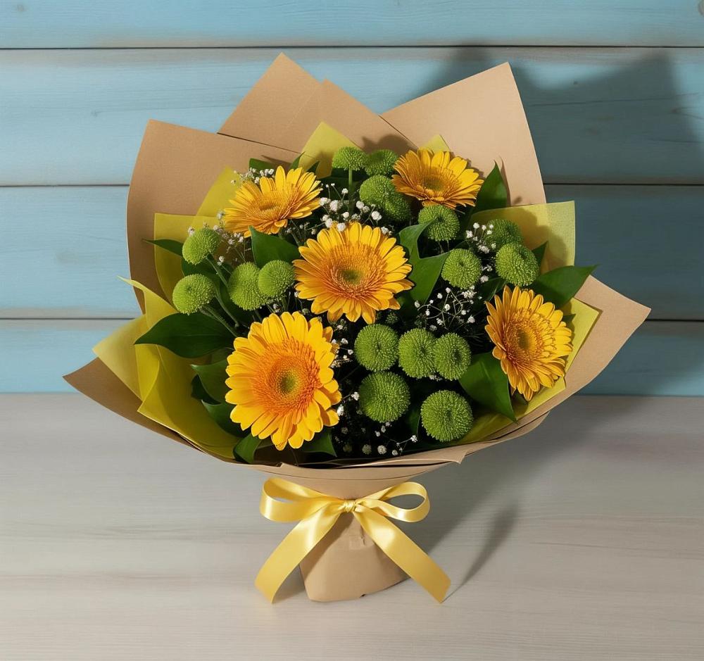 Букет цветов из: Герберы и Хризантемы в Казанское Тюменская область
