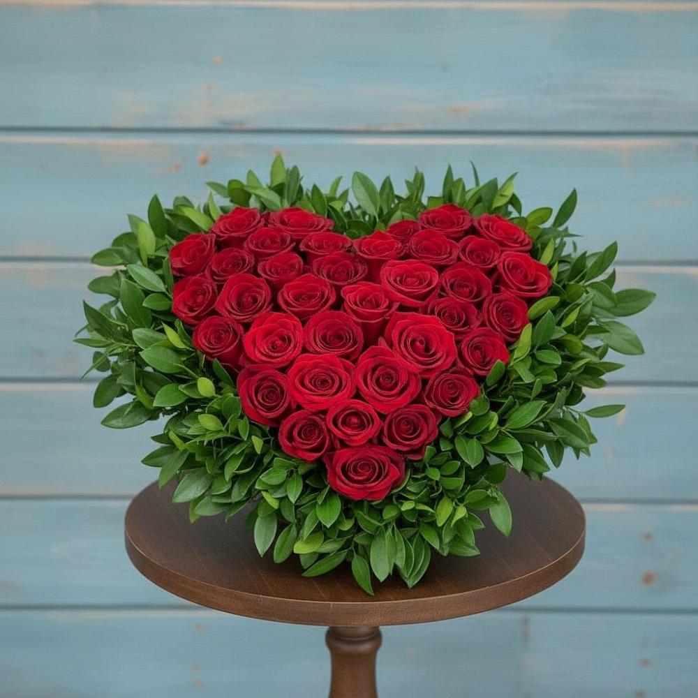 Цветочная композиция из Розы в виде сердца в Казанское Тюменская область