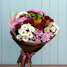 Букет цветов из:  Розы, Хризантемы и Альстромерии в Казанское Тюменская область