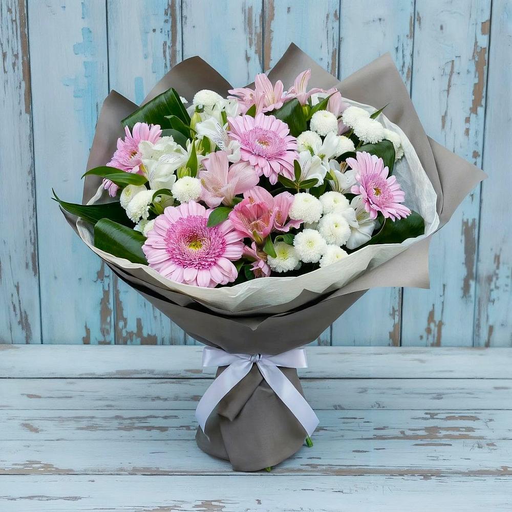 Букет цветов из: Герберы, Альстромерии и Хризантемы в Казанское Тюменская область