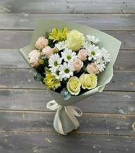 Букет цветов из:  Альстромерии, Розы и Хризантемы в Казанское Тюменская область