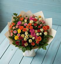Букет Микс из разноцветных кустовых роз в Казанское Тюменская область